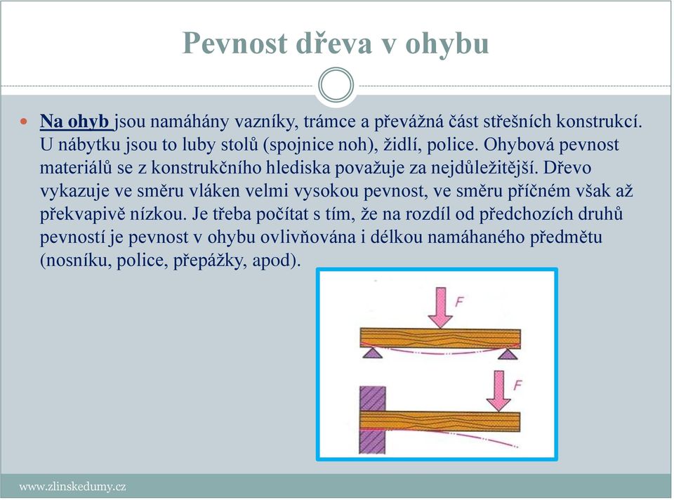 Ohybová pevnost materiálů se z konstrukčního hlediska považuje za nejdůležitější.