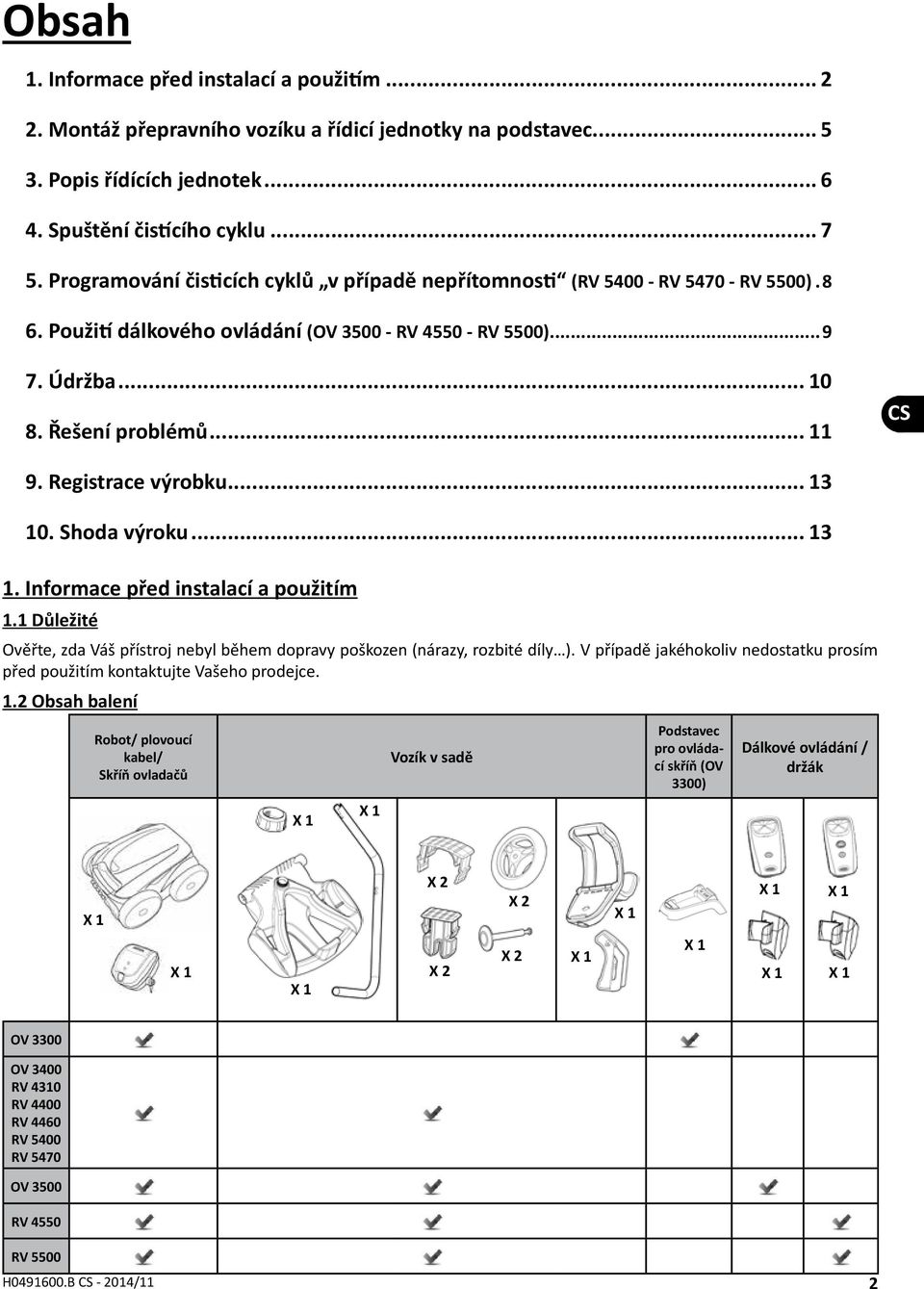 Registrace výrobku... 13 10. Shoda výroku... 13 1. Informace před instalací a použitím 1.1 Důležité Ověřte, zda Váš přístroj nebyl během dopravy poškozen (nárazy, rozbité díly ).