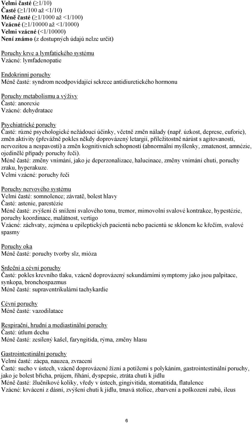 poruchy Časté: různé psychologické nežádoucí účinky, včetně změn nálady (např.