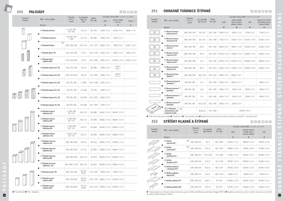 110 / 110 0 11 / 9 132 / 1 452 34,00,80 44,00 / 52,80 50,00,00 18 Palisáda Spira odlehčená 60 110 / 110 0 19 / 9 84 / 1 596 82,00 / 98,40 105,00 / 126,00 122,00 / 146,40 03 Palisáda štípaná 10 / 35