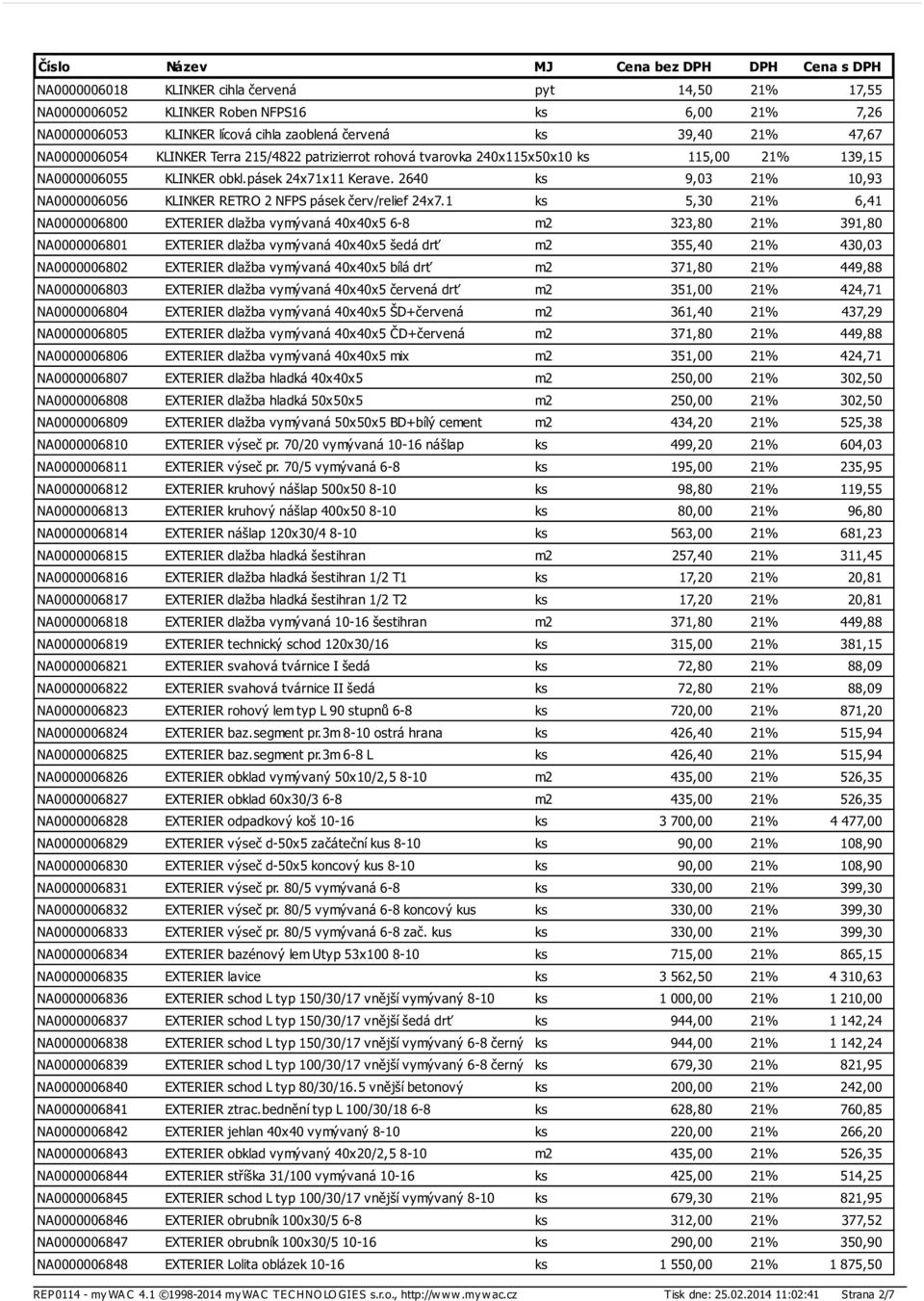 2640 ks 9,03 21% 10,93 NA0000006056 KLINKER RETRO 2 NFPS pásek červ/relief 24x7.