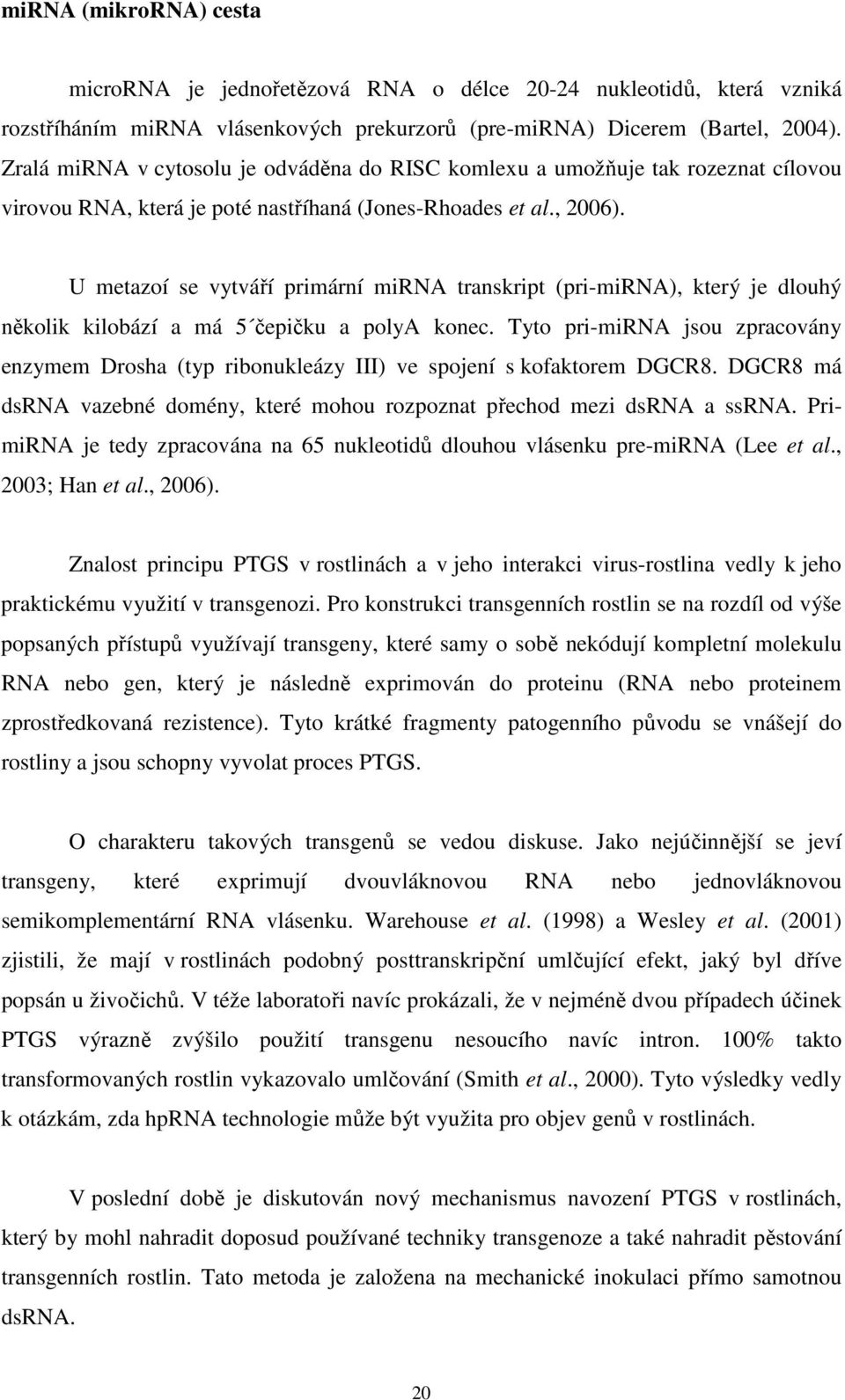 U metazoí se vytváří primární mirna transkript (pri-mirna), který je dlouhý několik kilobází a má 5 čepičku a polya konec.