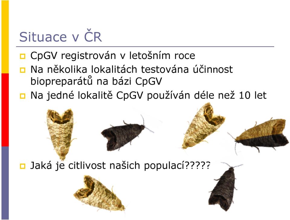 biopreparátů na bázi CpGV Na jedné lokalitě CpGV