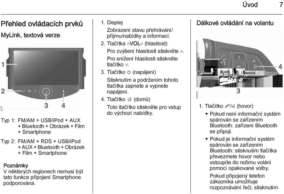 Tlačítka VOL (hlasitost) Pro zvýšení hlasitosti stiskněte. Pro snížení hlasitosti stiskněte tlačítko. 3. Tlačítko m (napájení) Stisknutím a podržením tohoto tlačítka zapnete a vypnete napájení. 4.