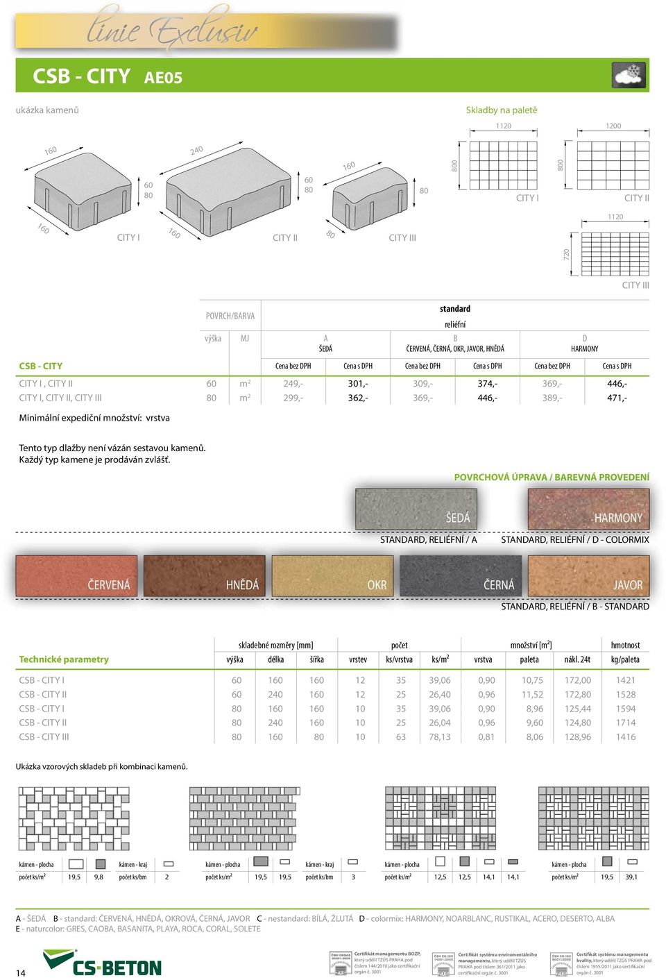 80 m 2 299,- 362,- 369,- 446,- 389,- 471,- Minimální expediční množství: vrstva CITY III Tento typ dlažby není vázán sestavou kamenů. Každý typ kamene je prodáván zvlášť.