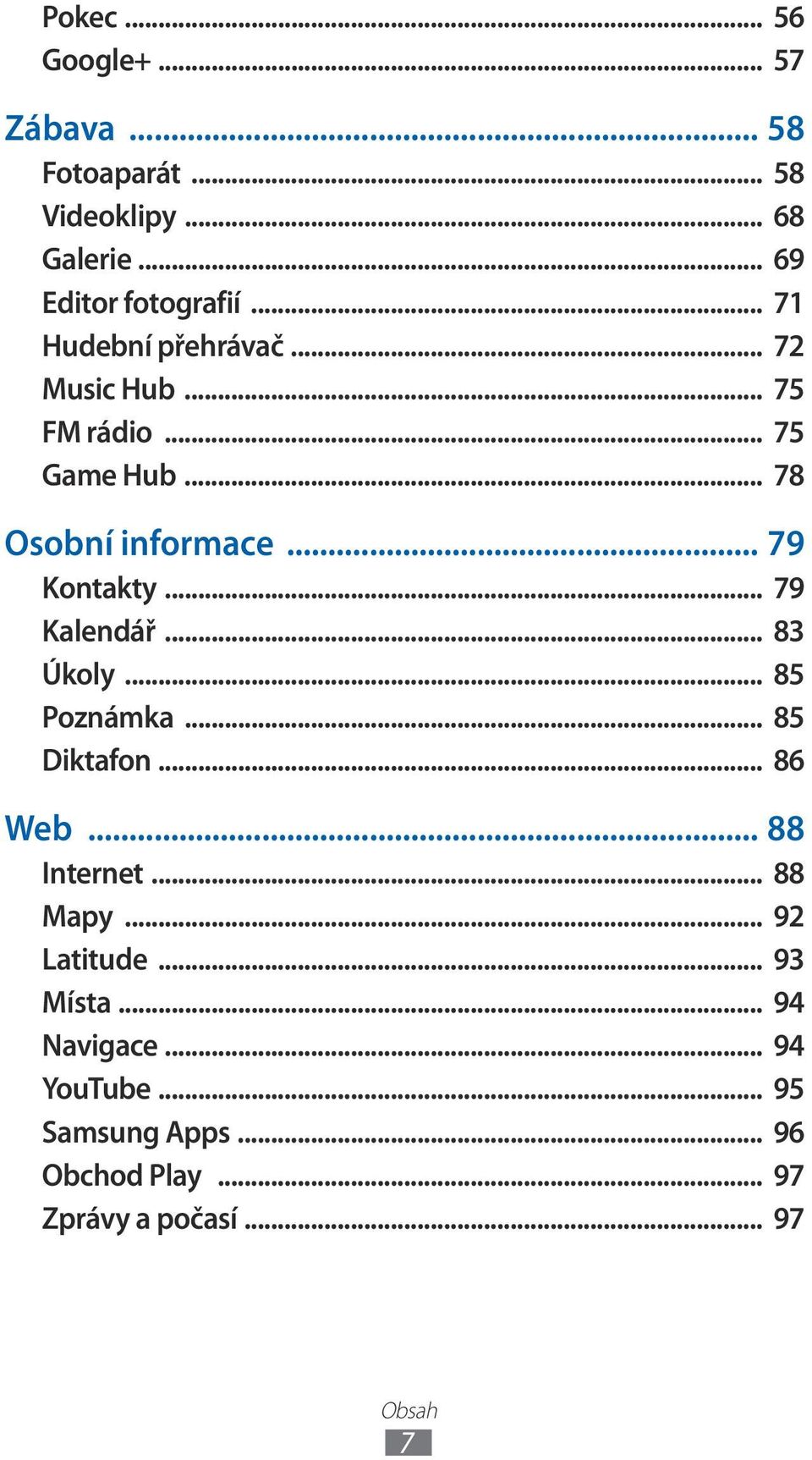 .. 79 Kalendář... 83 Úkoly... 85 Poznámka... 85 Diktafon... 86 Web... 88 Internet... 88 Mapy... 92 Latitude.