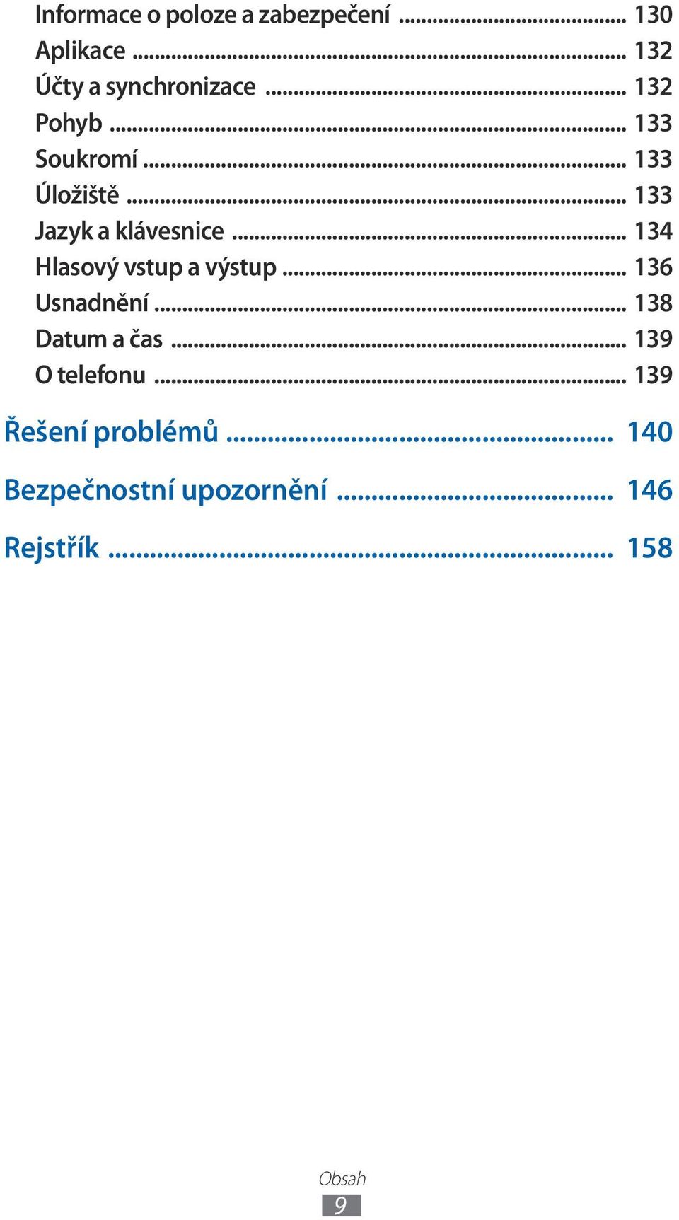 .. 34 Hlasový vstup a výstup... 36 Usnadnění... 38 Datum a čas.