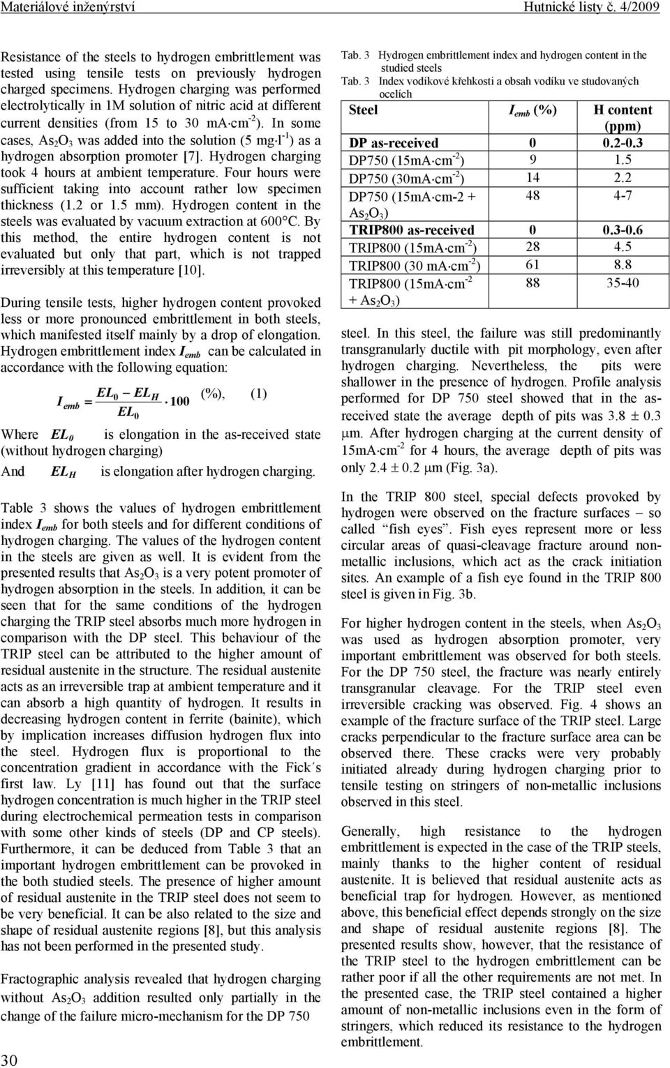 In some cases, As 2 O 3 was added into the solution (5 mg l -1 ) as a hydrogen absorption promoter [7]. Hydrogen charging took 4 hours at ambient temperature.