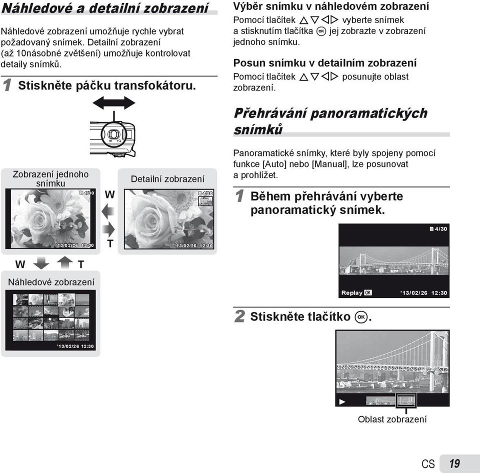 Posun snímku v detailním zobrazení Pomocí tlačítek FGHI posunujte oblast zobrazení.