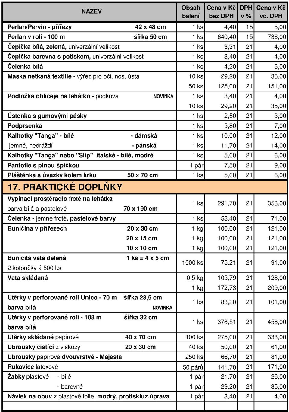 univerzální velikost 1 ks 3,40 4,00 Čelenka bílá 1 ks 4,20 5,00 Maska netkaná textilie - výřez pro oči, nos, ústa 10 ks 29,20 35,00 50 ks 125,00 151,00 Podložka obličeje na lehátko - podkova NOVINKA