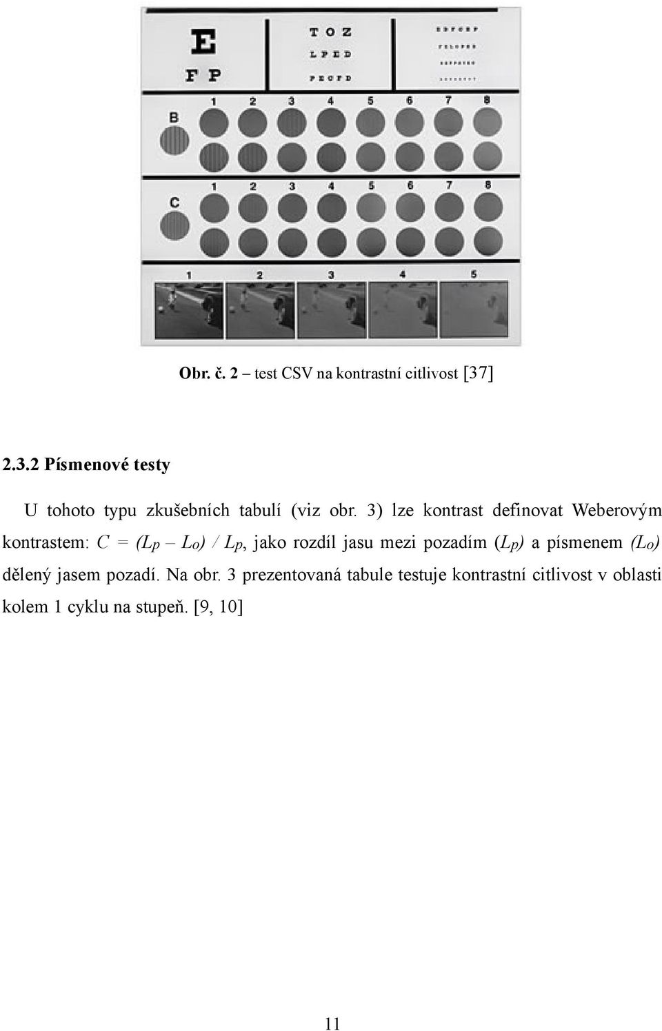 3) lze kontrast definovat Weberovým kontrastem: C = (Lp Lo) / Lp, jako rozdíl jasu mezi