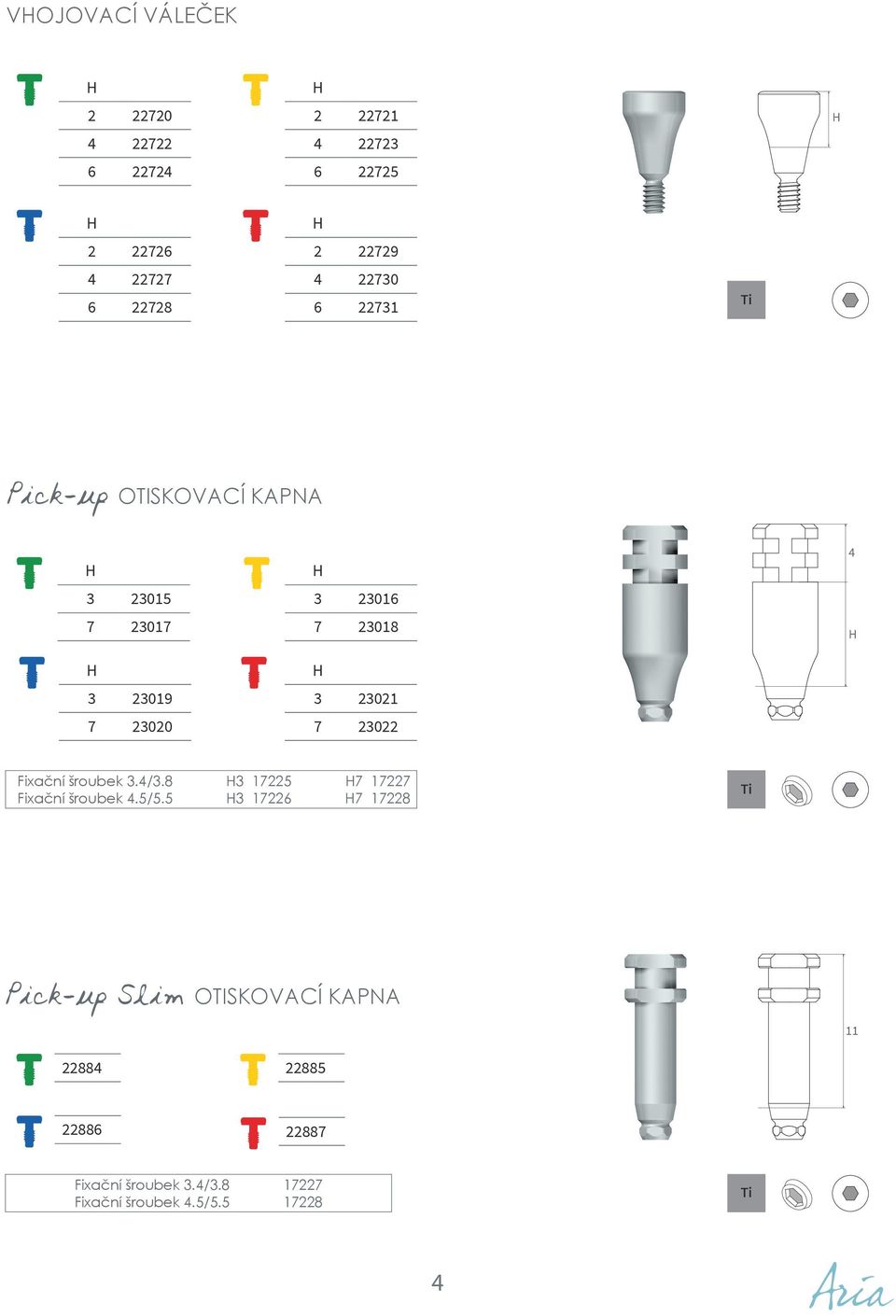 23022 4 Fixační šroubek 3.4/3.8 3 17225 7 17227 Fixační šroubek 4.5/5.