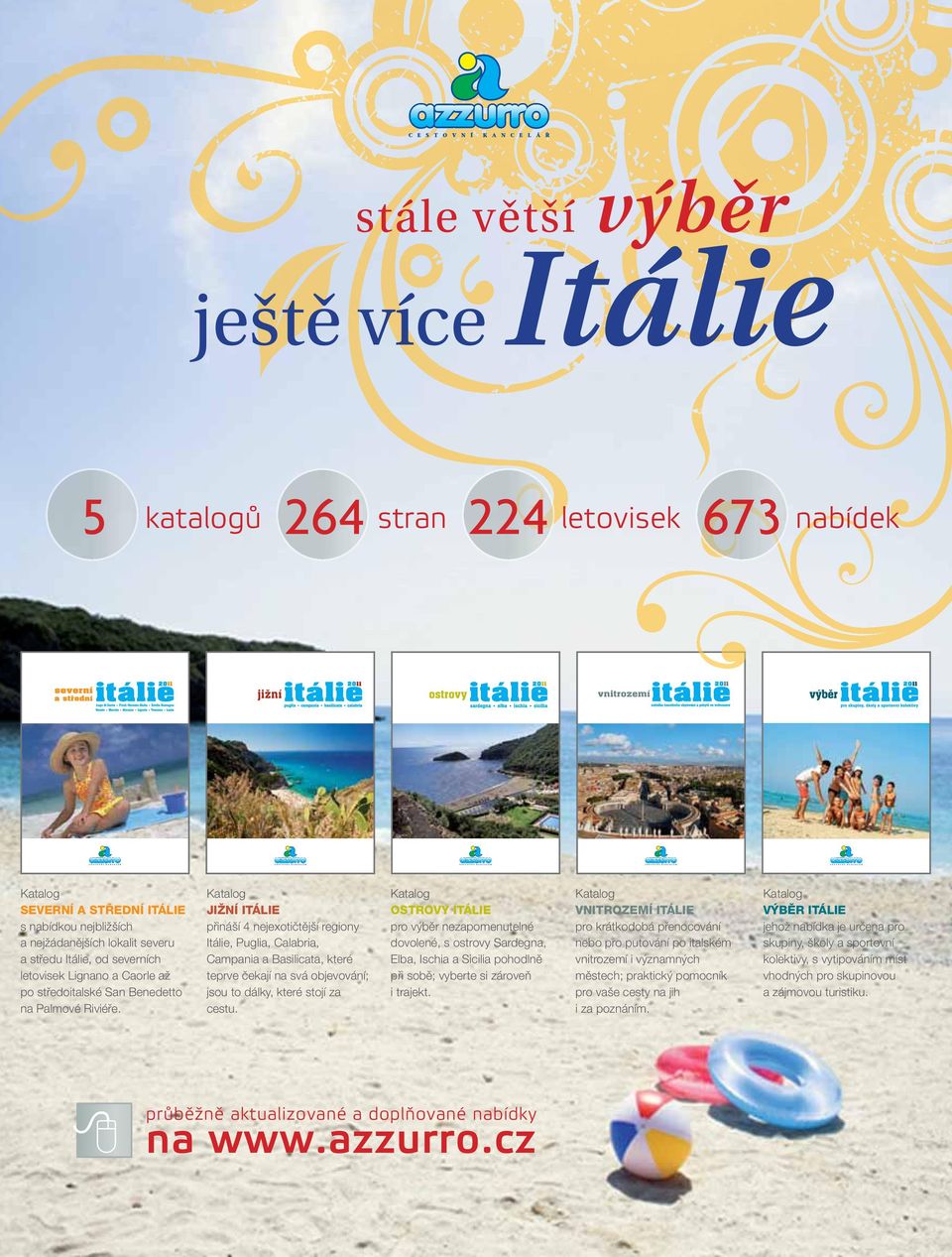 výběr Itálie 264 stran 224 letovisek 673 nabídek Katalog JIŽNÍ ITÁLIE přináší 4 nejexotičtější regiony Itálie, Puglia, alabria, ampania a asilicata, které teprve čekají na svá objevování; jsou to