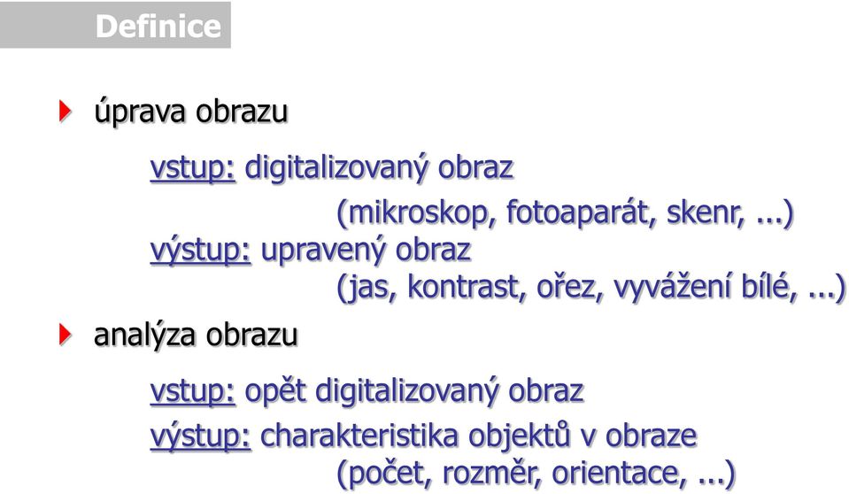 ..) výstup: upravený obraz (jas, kontrast, ořez, vyvážení bílé,.