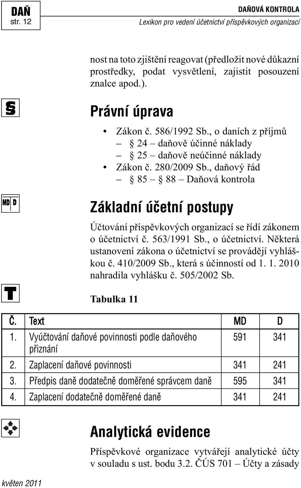 , daňový řád 85 88 Daňová kontrola Základní účetní postupy Účtování příspěvkových organizací se řídí zákonem o účetnictví č. 563/1991 Sb., o účetnictví.