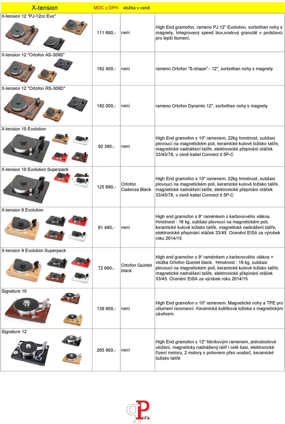 nohy s magnety X-tension 10 Evolution 92 390,- není High End gramofon s 10" ramenem, 22kg hmotnost, subšasi plovoucí na magnetickém poli, keramické kulové ložisko talíře, magnetické nadnášení talíře,