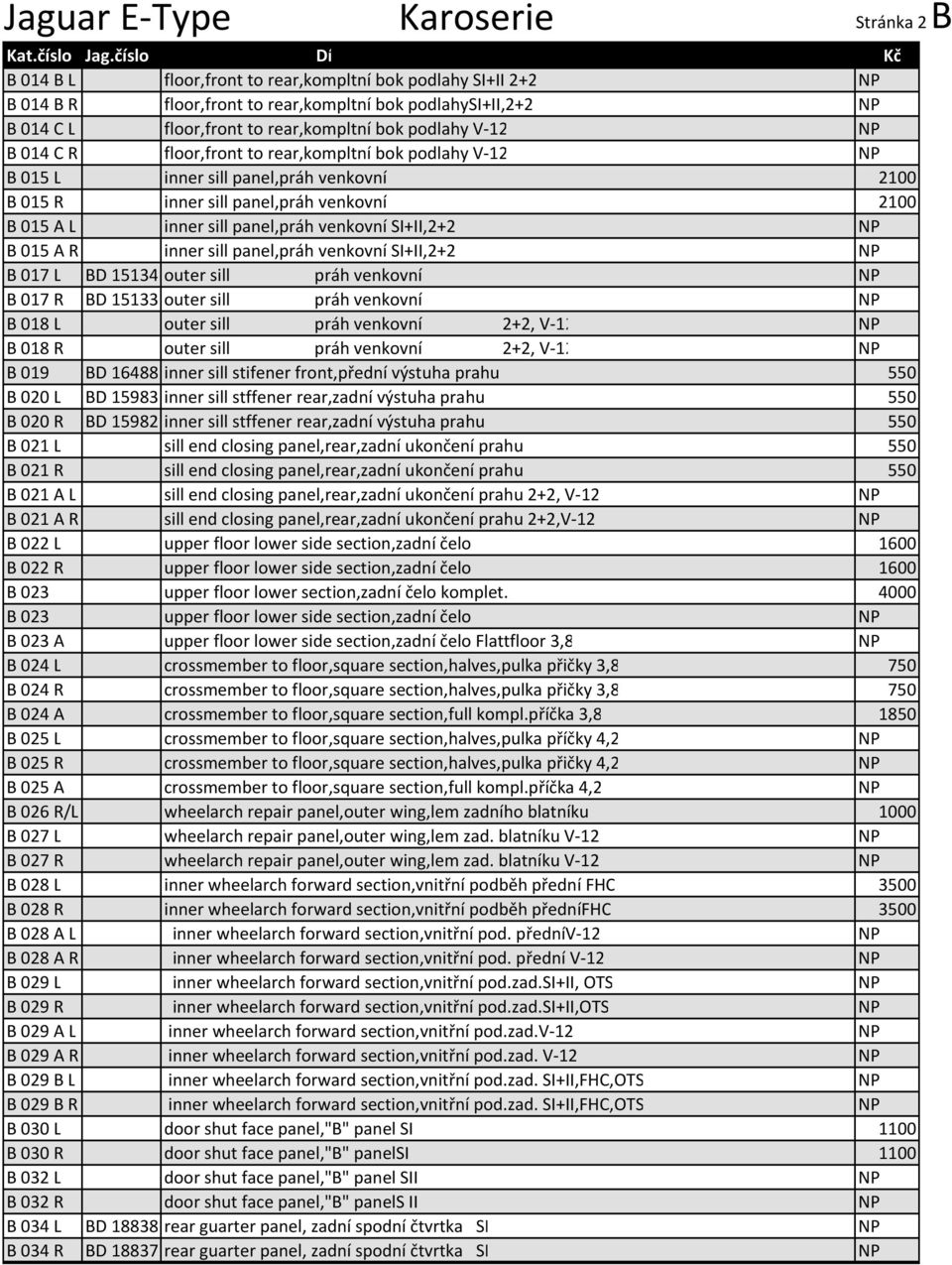 floor,front to rear,kompltní bok podlahy V-12 B 015 L inner sill panel,práh venkovní 2100 B 015 R inner sill panel,práh venkovní 2100 B 015 A L inner sill panel,práh venkovní SI+II,2+2 B 015 A R