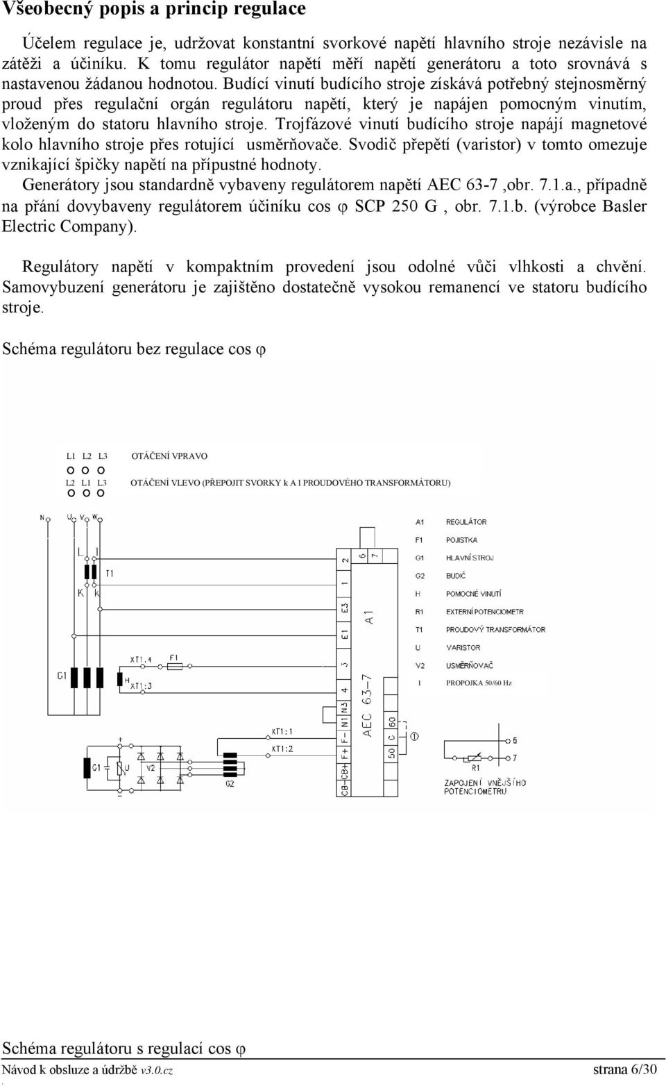 stroje Trojfázové vinutí budícího stroje napájí magnetové kolo hlavního stroje přes rotující usměrňovače Svodič přepětí (varistor) v tomto omezuje vznikající špičky napětí na přípustné hodnoty