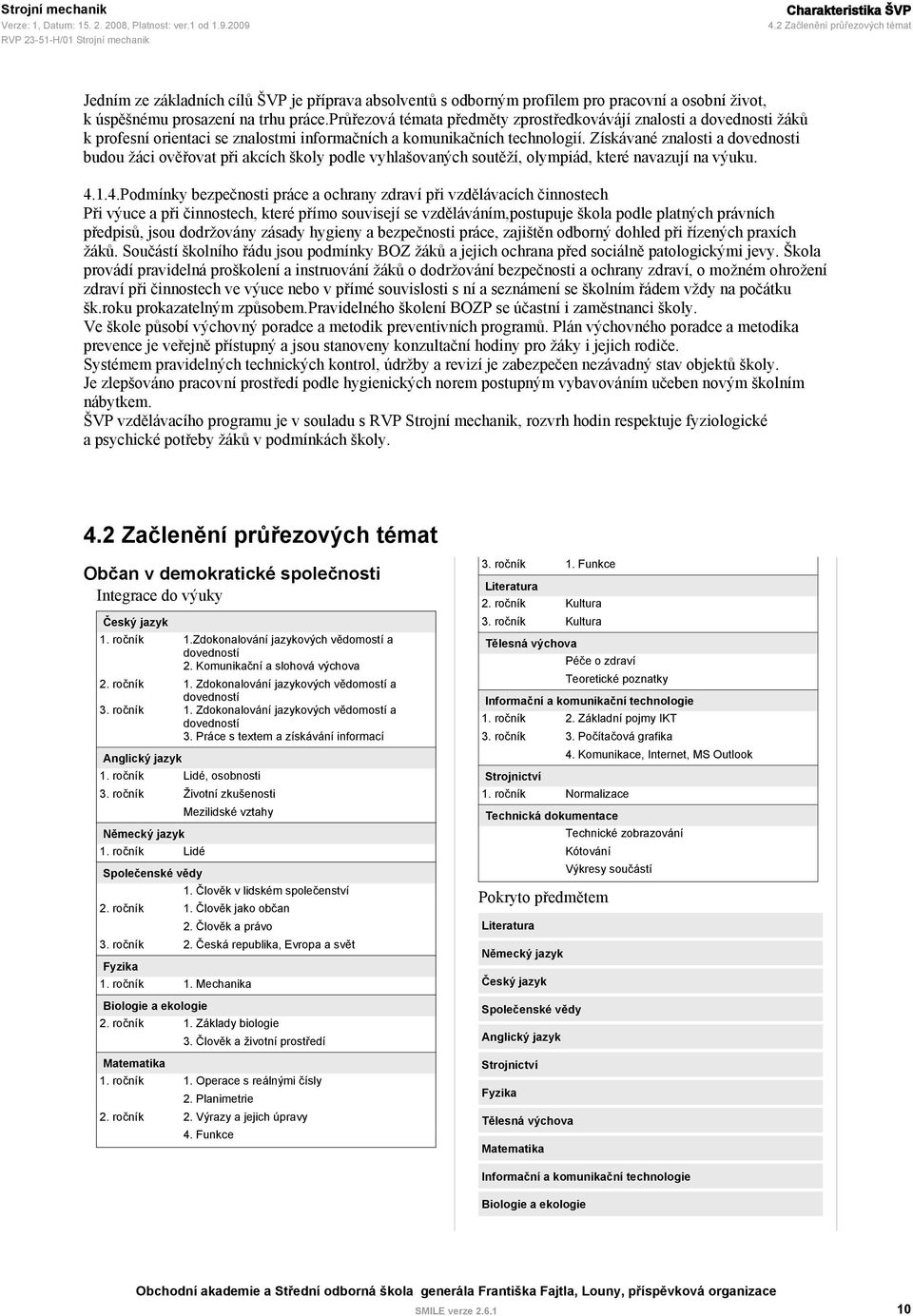 předměty zprostředkovávájí znalosti a dovednosti žáků k profesní orientaci se znalostmi informačních a komunikačních technologií.