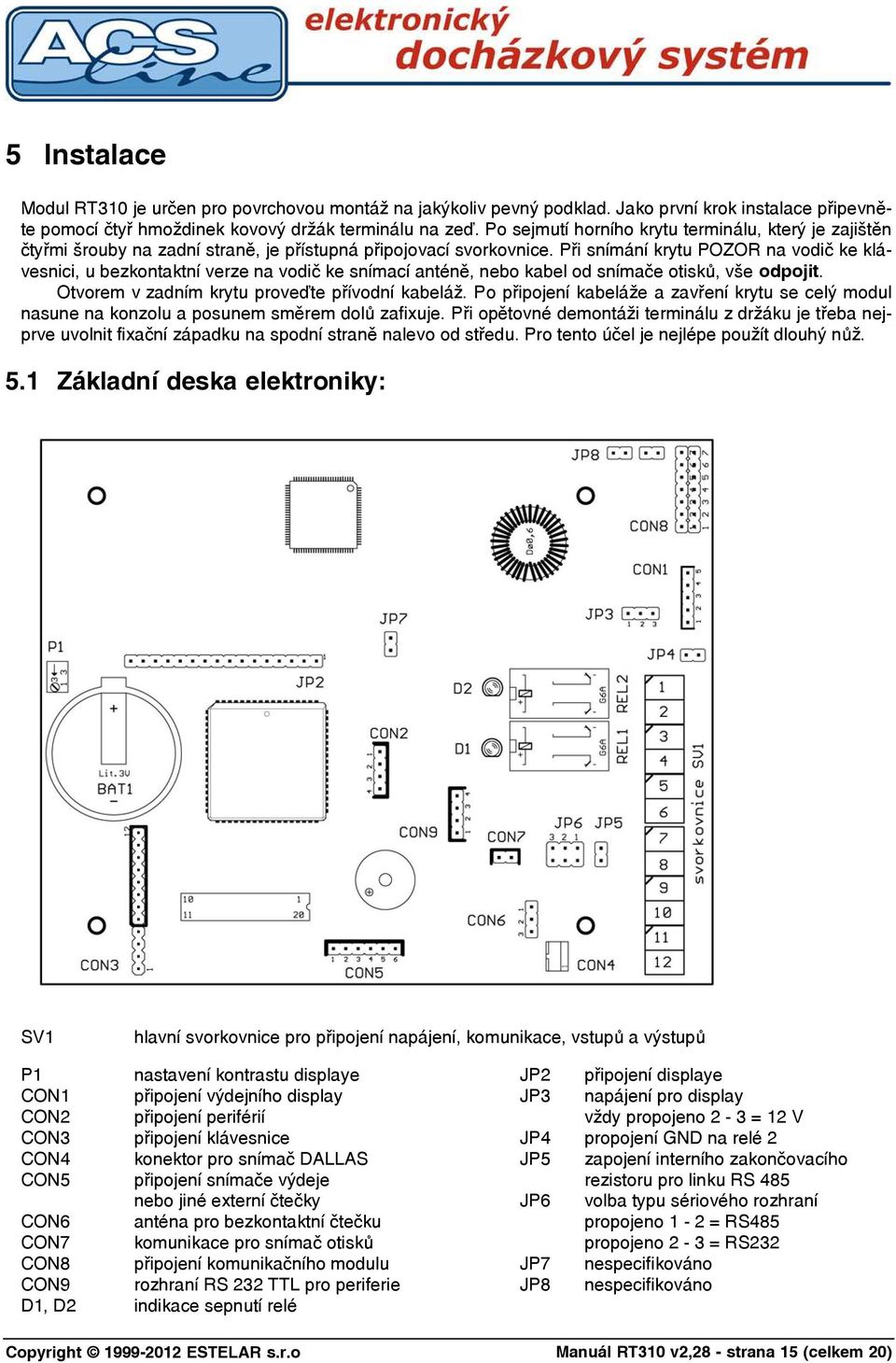 Při snímání krytu POZOR na vodič ke klávesnici, u bezkontaktní verze na vodič ke snímací anténě, nebo kabel od snímače otisků, vše odpojit. Otvorem v zadním krytu proveďte přívodní kabeláž.