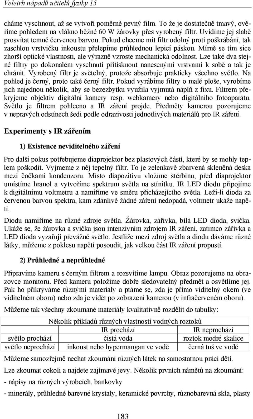 Lze také dva stejné filtry po dokonalém vyschnutí p itisknout nanesenými vrstvami k sob a tak je chránit. Vyrobený filtr je sv telný, protože absorbuje prakticky všechno sv tlo.