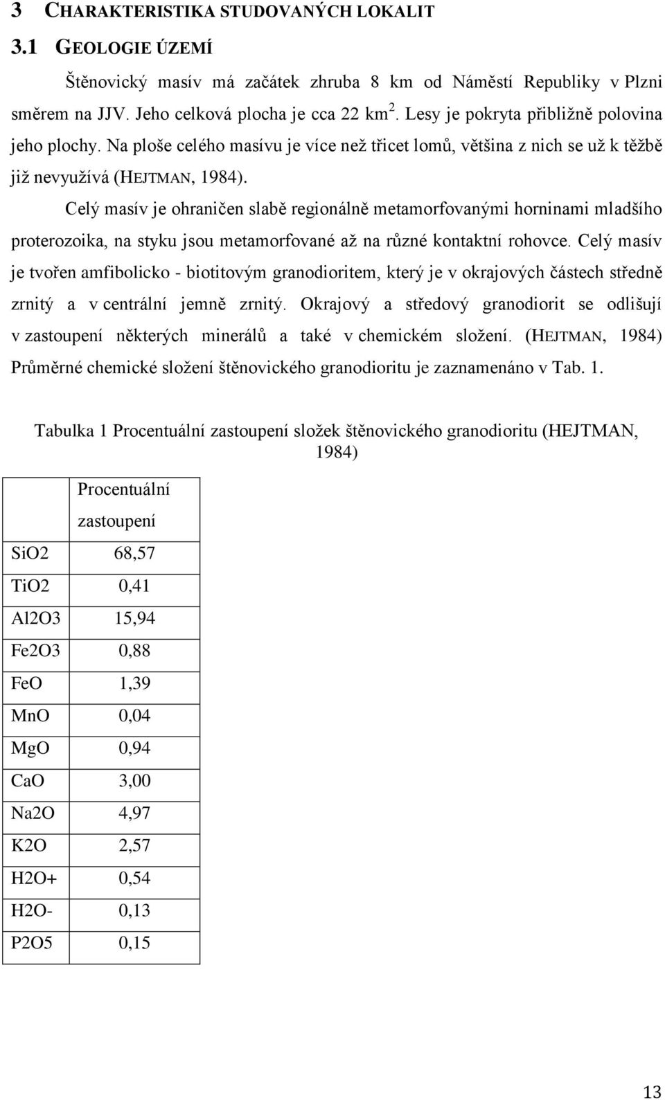 Celý masív je ohraničen slabě regionálně metamorfovanými horninami mladšího proterozoika, na styku jsou metamorfované až na různé kontaktní rohovce.