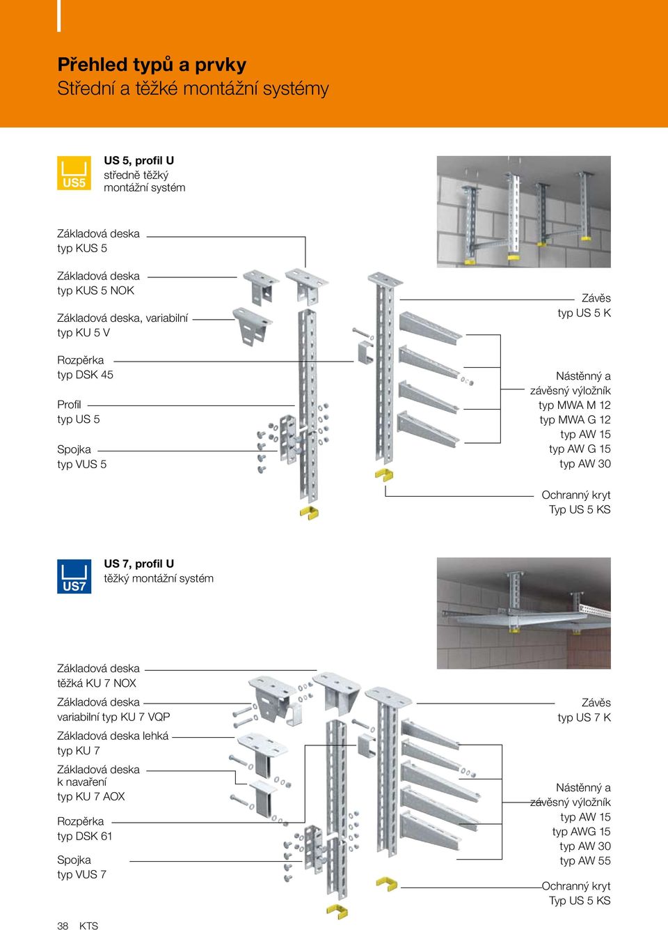 30 Ochranný kryt US 5 KS US 7, profil U těžký montážní systém Základová deska těžká KU 7 NOX Základová deska variabilní typ KU 7 VQP Základová deska lehká typ KU 7 Základová