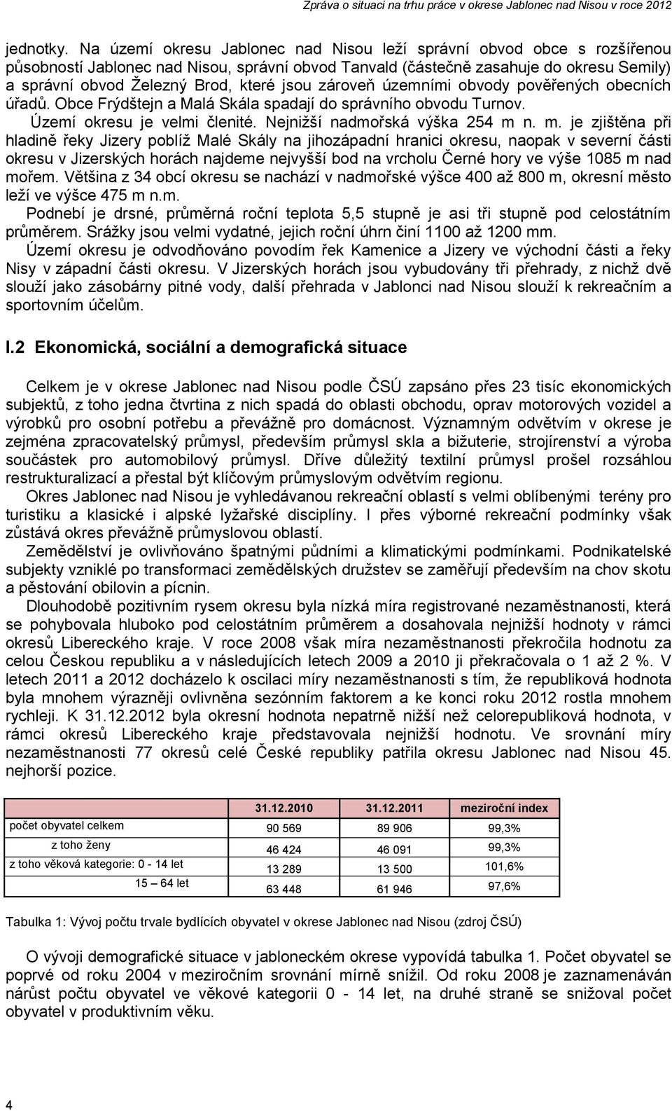 jsou zároveň územními obvody pověřených obecních úřadů. Obce Frýdštejn a Malá Skála spadají do správního obvodu Turnov. Území okresu je velmi členité. Nejnižší nadmořská výška 254 m 