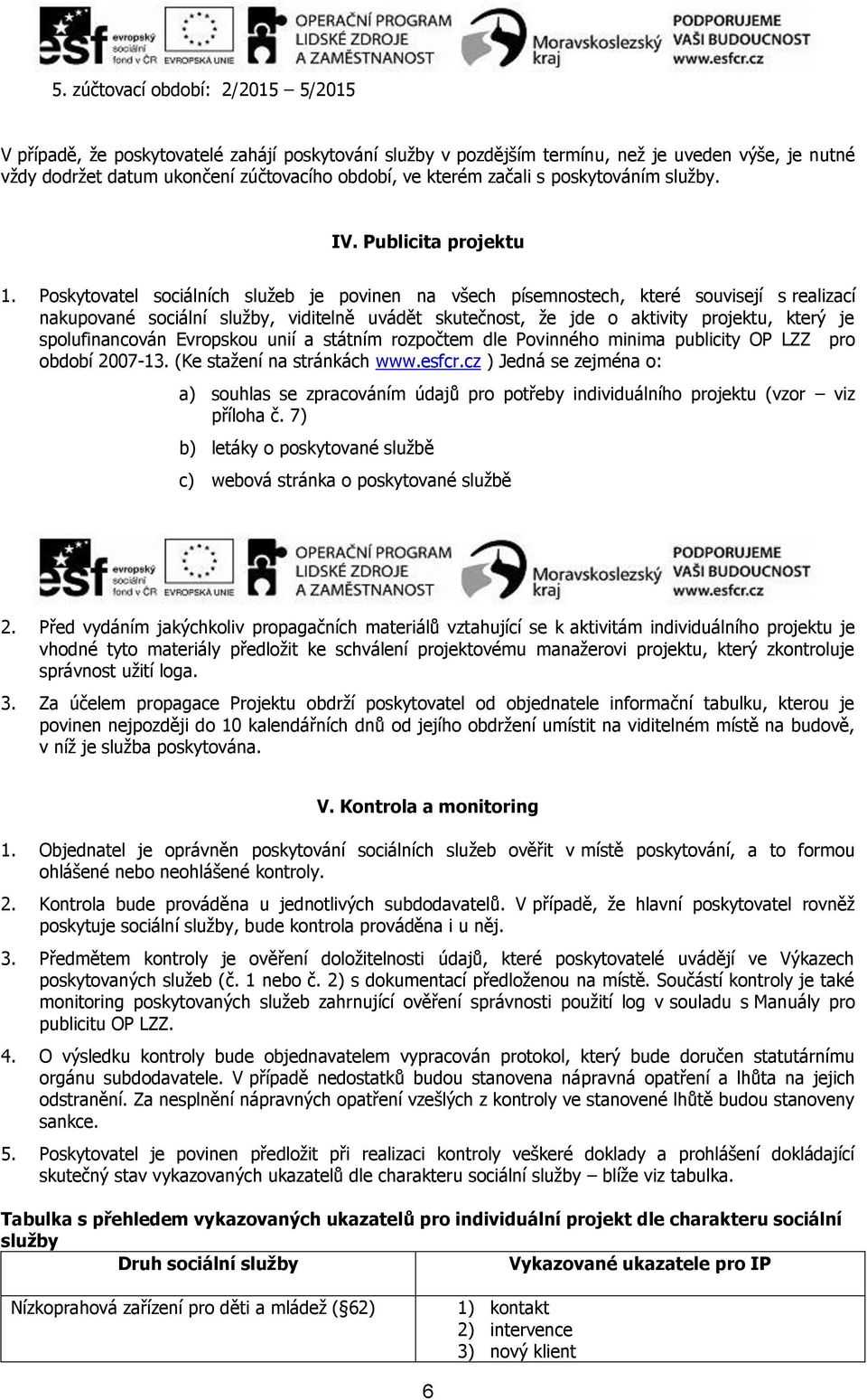 Poskytovatel sociálních služeb je povinen na všech písemnostech, které souvisejí s realizací nakupované sociální služby, viditelně uvádět skutečnost, že jde o aktivity projektu, který je