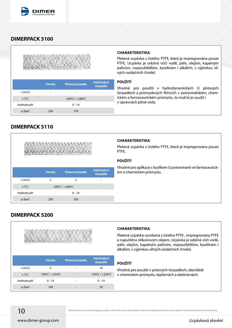 Pístová v (m/s) - - - -200 C / +280 C Vhodné pro použití v hydrodynamických či pístových čerpadlech a průmyslových fitincích v potravinářském, chemickém a farmaceutickém průmyslu.