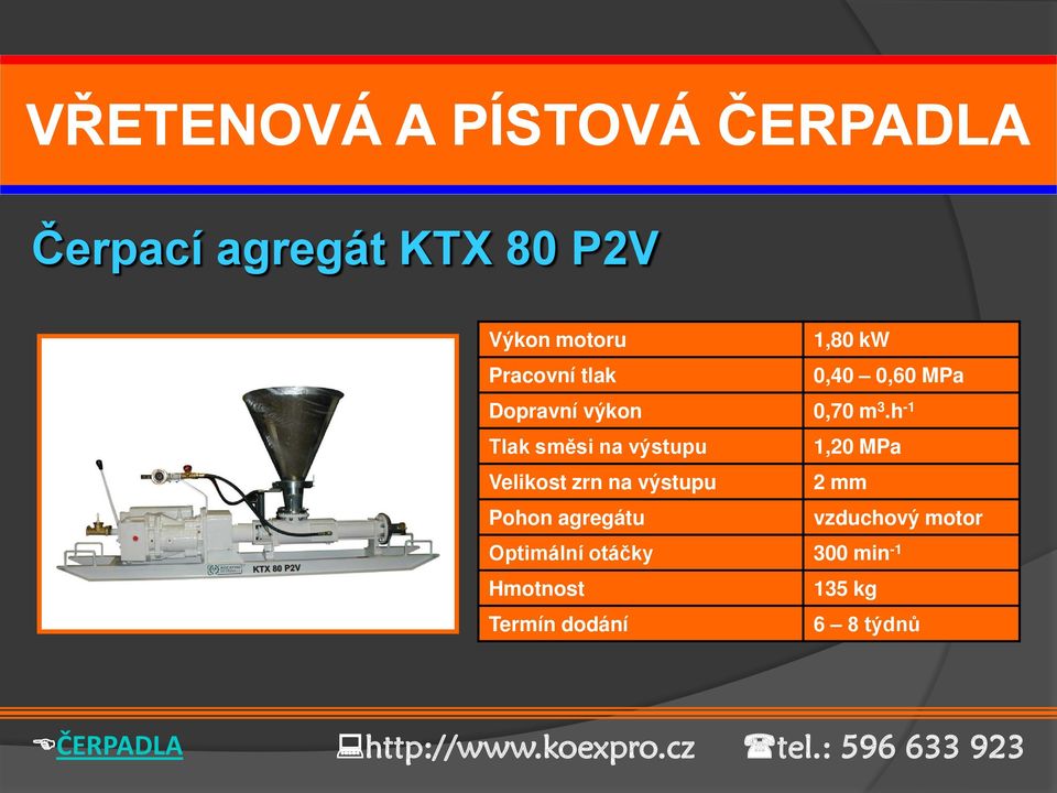 h -1 Tlak směsi na výstupu 1,20 MPa Velikost zrn na výstupu 2 mm