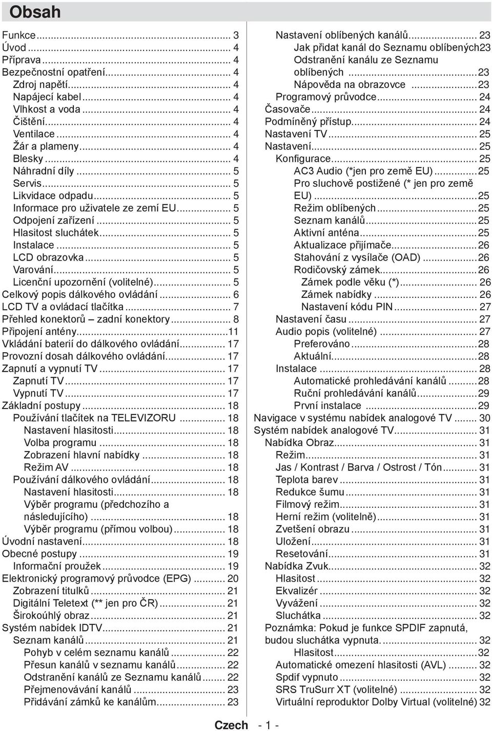 .. 5 Licenční upozornění (volitelné)... 5 Celkový popis dálkového ovládání... 6 LCD TV a ovládací tlačítka... 7 Přehled konektorů zadní konektory... 8 Připojení antény.