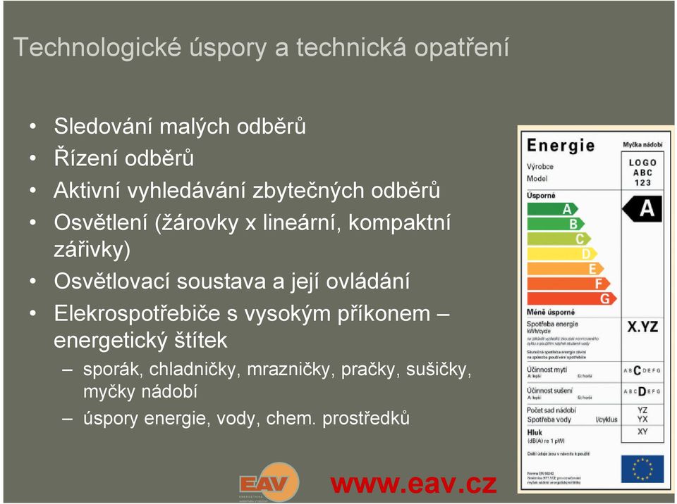 Osvětlovací soustava a její ovládání Elekrospotřebiče s vysokým příkonem energetický