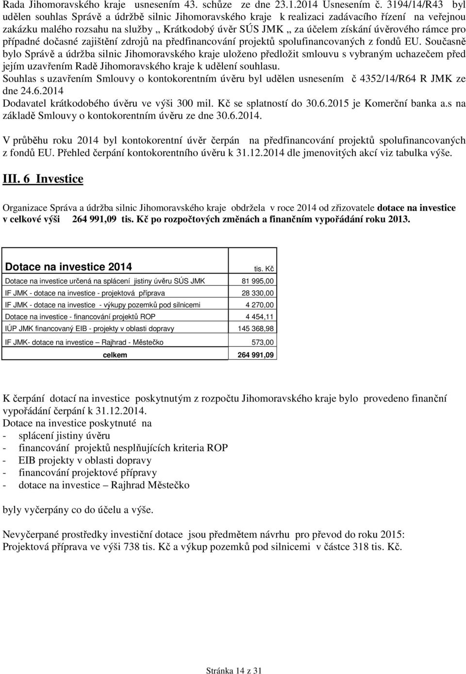 úvěrového rámce pro případné dočasné zajištění zdrojů na předfinancování projektů spolufinancovaných z fondů EU.