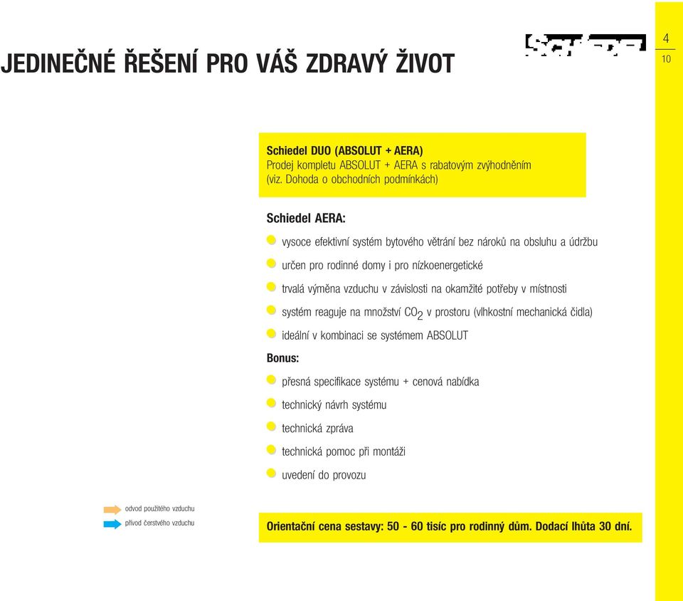 vzduchu v závislosti na okamžité potřeby v místnosti systém reaguje na množství CO 2 v prostoru (vlhkostní mechanická čidla) ideální v kombinaci se systémem ABSOLUT Bonus: přesná