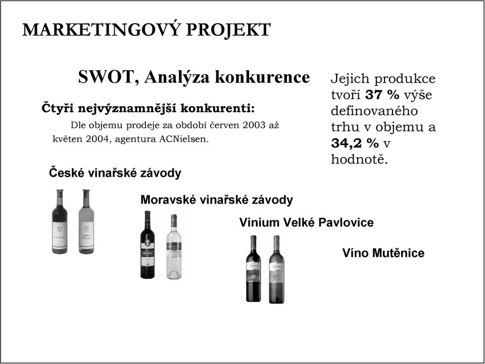 České vinařské závody Jejich produkce tvoří 37 % výše definovaného trhu v