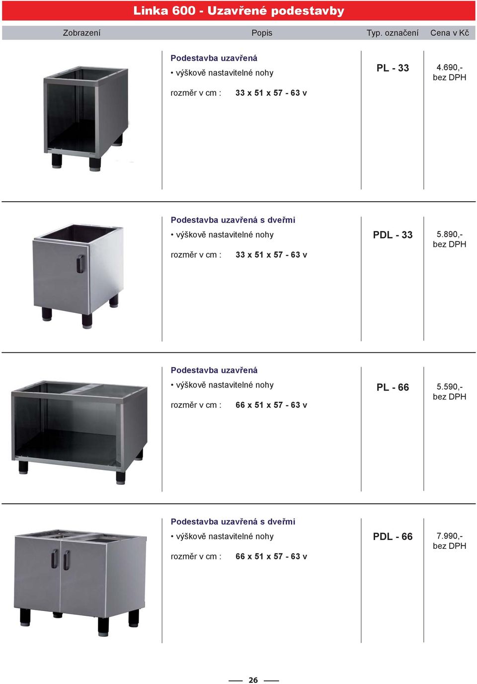 690,- Podestavba uzavřená s dveřmi 33 x 51 x 57-63 v PDL - 33 5.