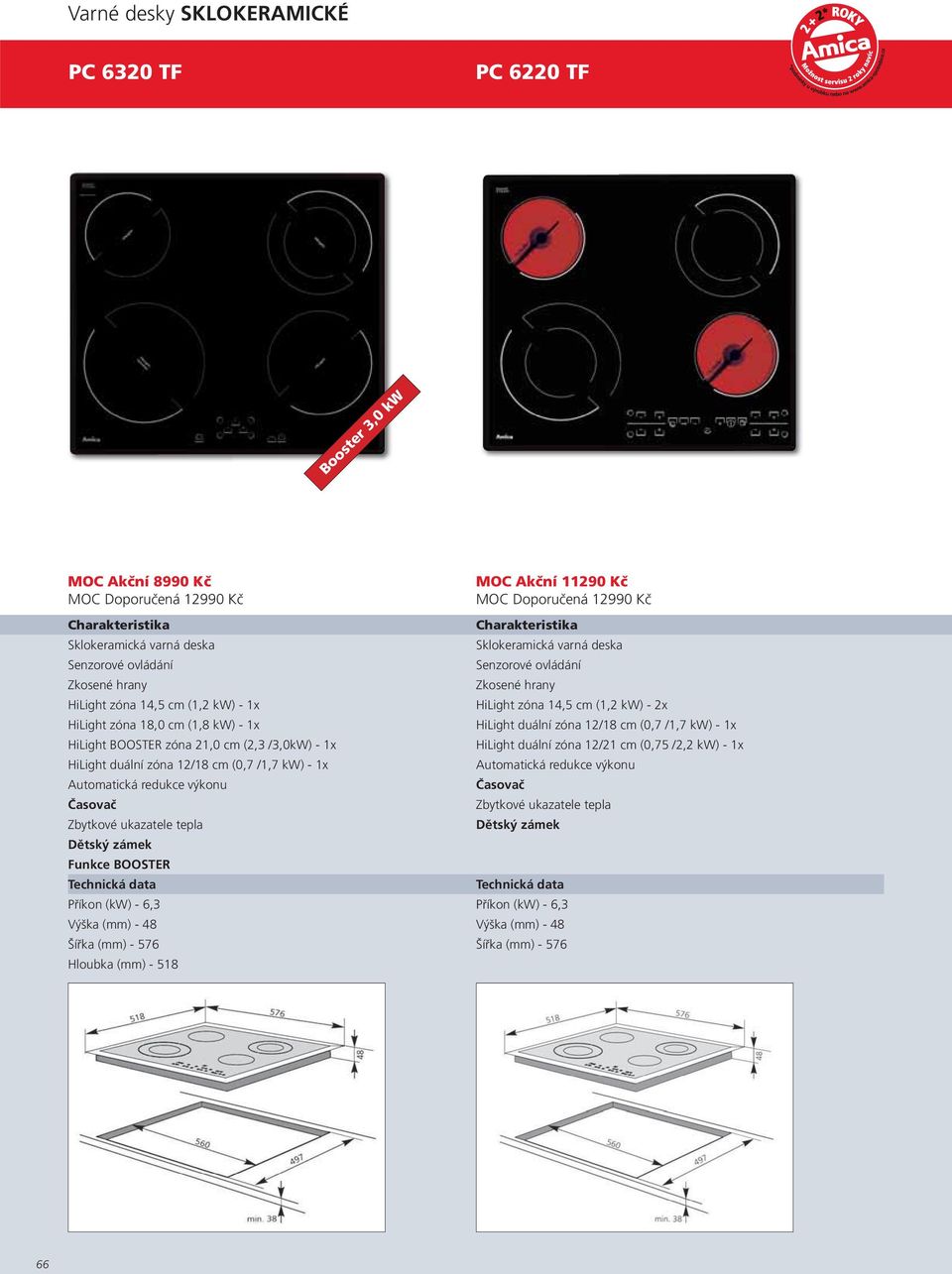 12/18 cm (0,7 /1,7 kw) - 1x HiLight BOOSTER zóna 21,0 cm (2,3 /3,0kW) - 1x HiLight duální zóna 12/21 cm (0,75 /2,2 kw) - 1x HiLight duální zóna 12/18 cm (0,7 /1,7 kw) - 1x