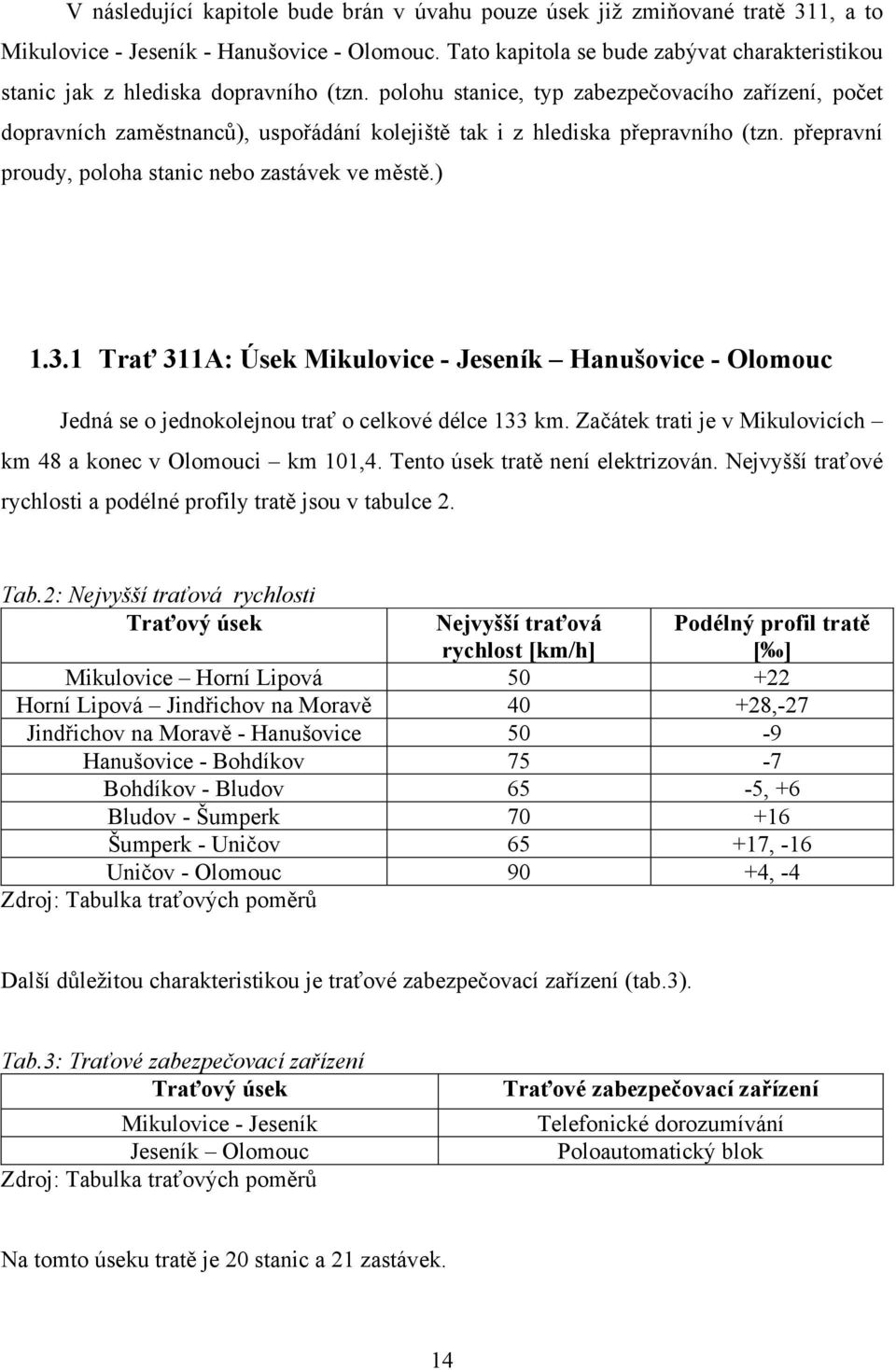 polohu stanice, typ zabezpečovacího zařízení, počet dopravních zaměstnanců), uspořádání kolejiště tak i z hlediska přepravního (tzn. přepravní proudy, poloha stanic nebo zastávek ve městě.) 1.3.