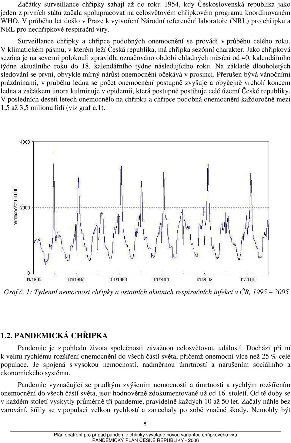 Surveillance chřipky a chřipce podobných onemocnění se provádí v průběhu celého roku. V klimatickém pásmu, v kterém leží Česká republika, má chřipka sezónní charakter.