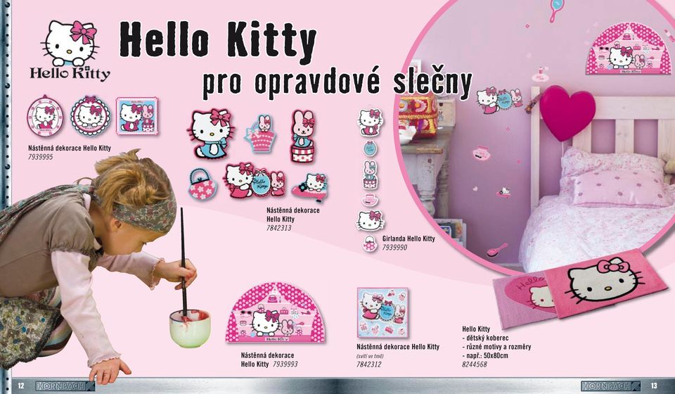 dekorace Hello Kitty 7939993 Nástěnná dekorace Hello Kitty (svítí ve tmě)