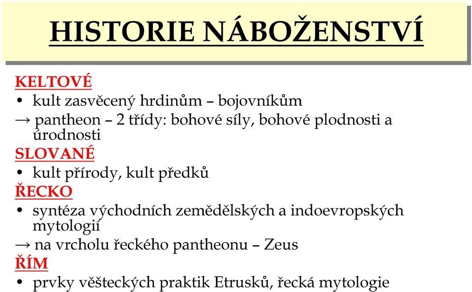 předků ŘECKO syntéza východních zemědělských a indoevropských mytologií na