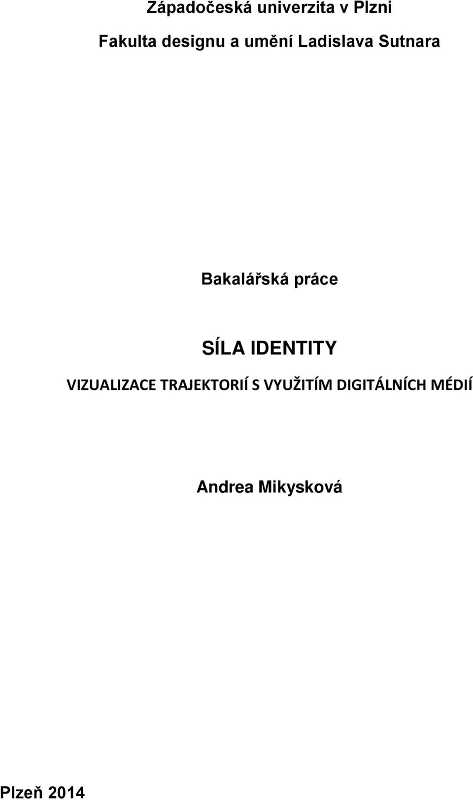 práce SÍLA IDENTITY VIZUALIZACE TRAJEKTORIÍ S