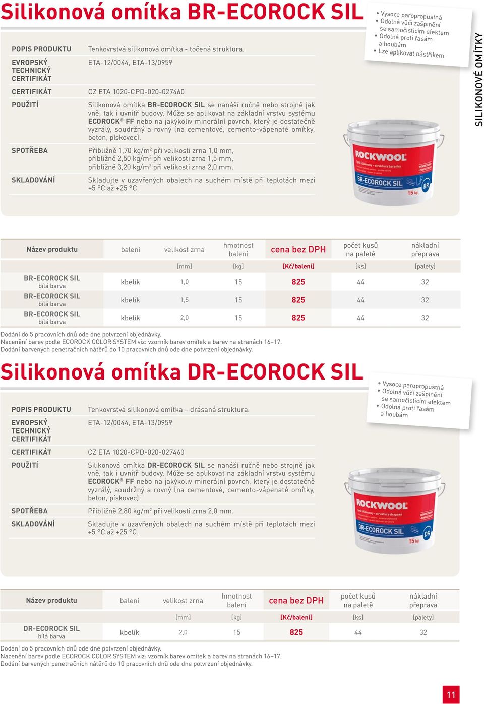 Přibližně 1,70 kg/m 2 při velikosti zrna 1,0 mm, přibližně 2,50 kg/m 2 při velikosti zrna 1,5 mm, přibližně 3,20 kg/m 2 při velikosti zrna 2,0 mm.