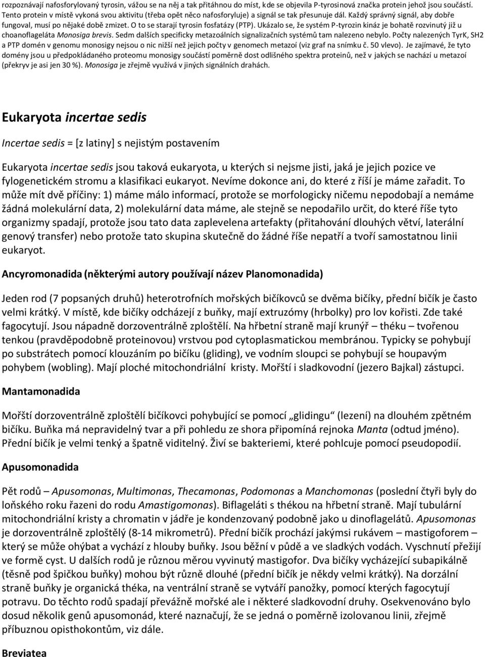 O to se starají tyrosin fosfatázy (PTP). Ukázalo se, že systém P-tyrozin kináz je bohatě rozvinutý již u choanoflageláta Monosiga brevis.