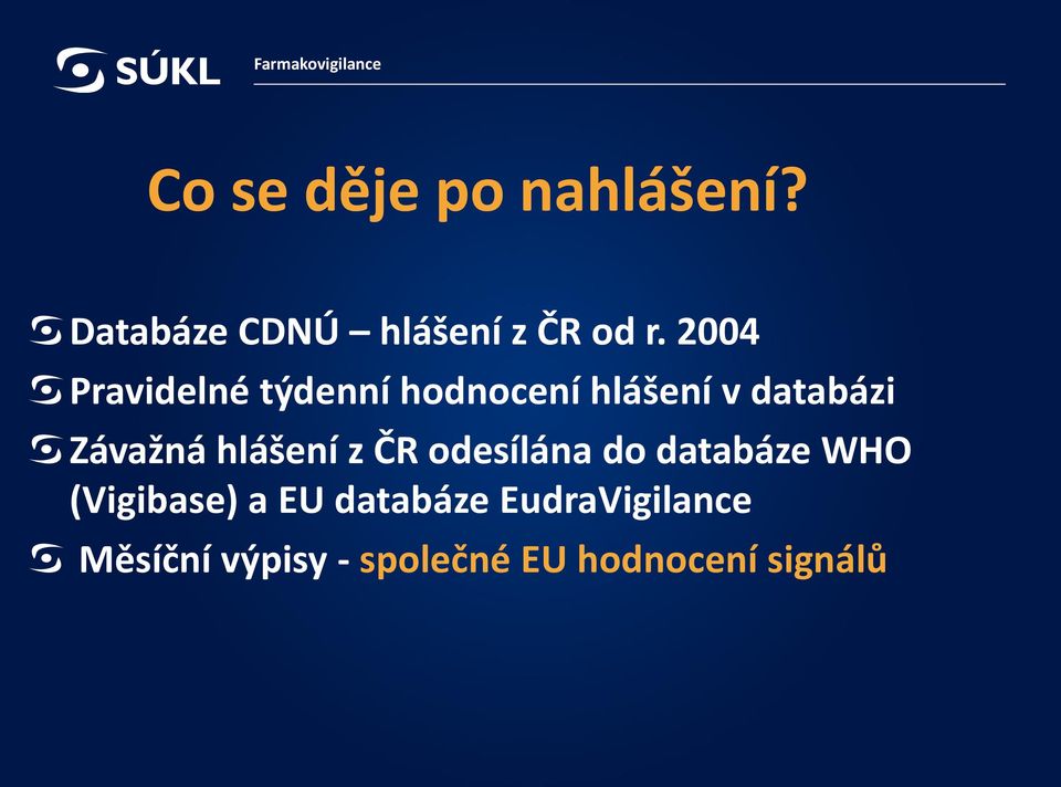 2004 Pravidelné týdenní hodnocení hlášení v databázi Závažná