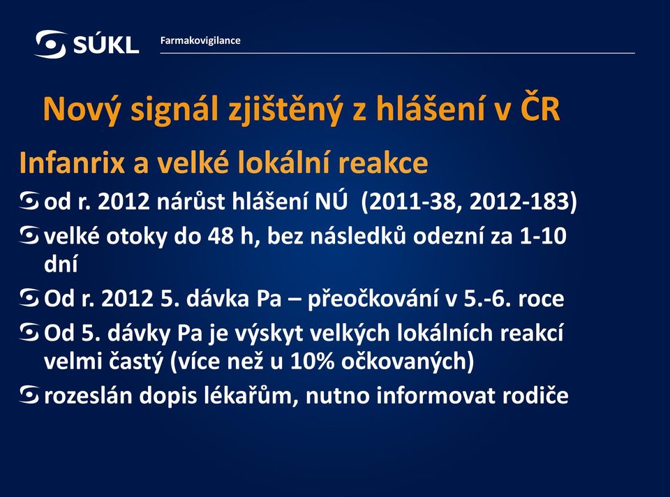 dní Od r. 2012 5. dávka Pa přeočkování v 5.-6. roce Od 5.