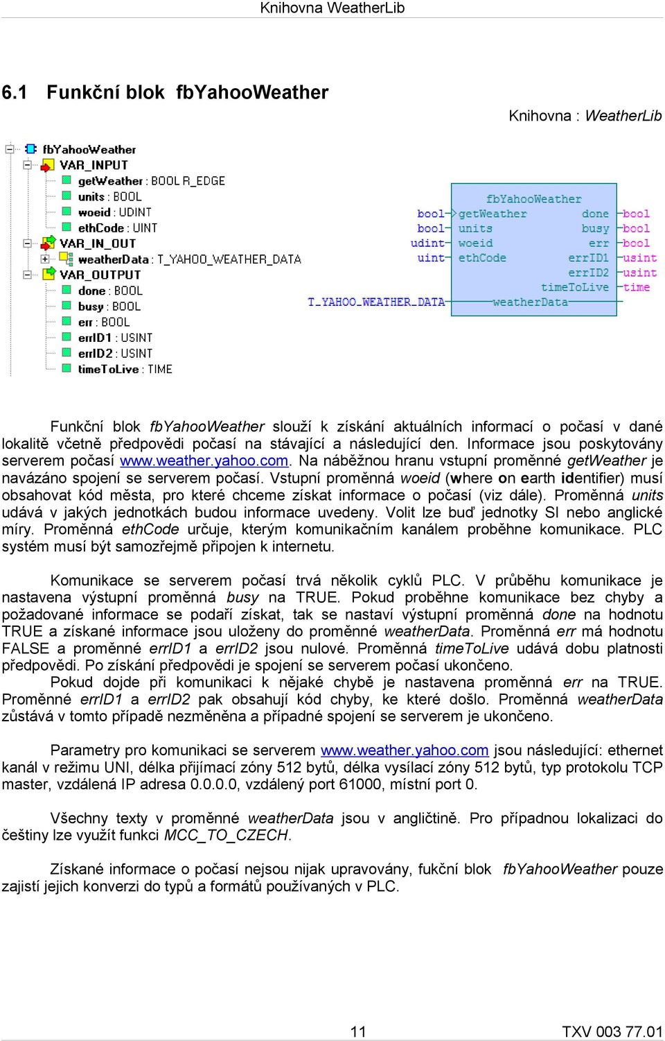 Vstupní proměnná woeid (where on earth identifier) musí obsahovat kód města, pro které chceme získat informace o počasí (viz dále). Proměnná units udává v jakých jednotkách budou informace uvedeny.