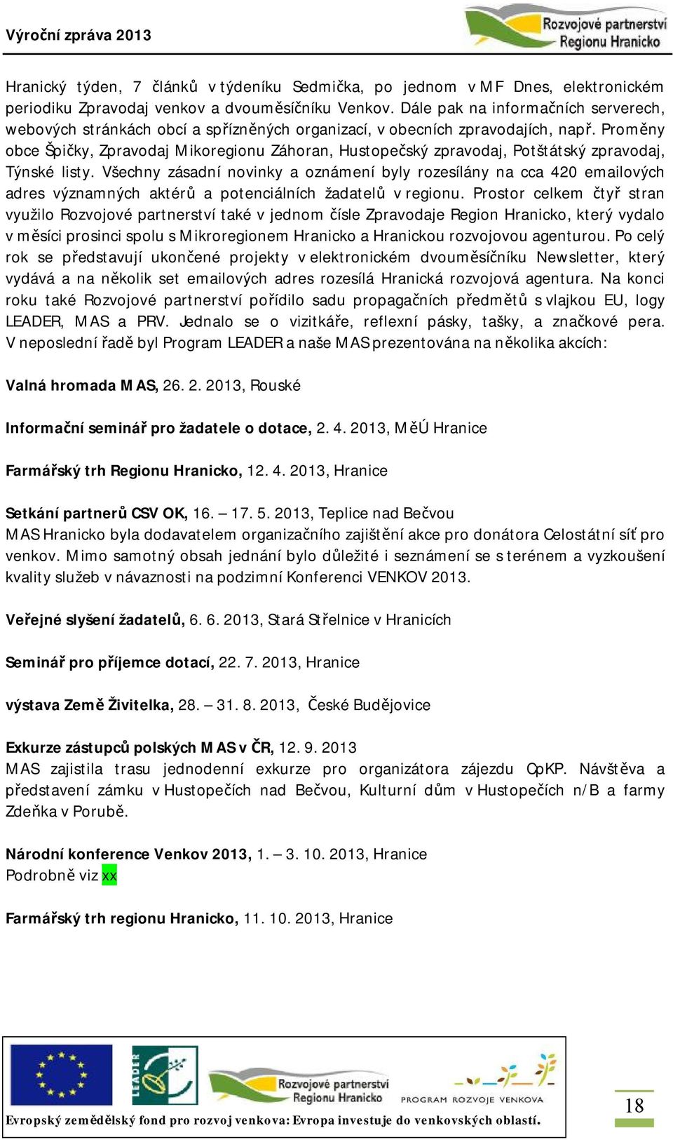 Proměny obce Špičky, Zpravodaj Mikoregionu Záhoran, Hustopečský zpravodaj, Potštátský zpravodaj, Týnské listy.