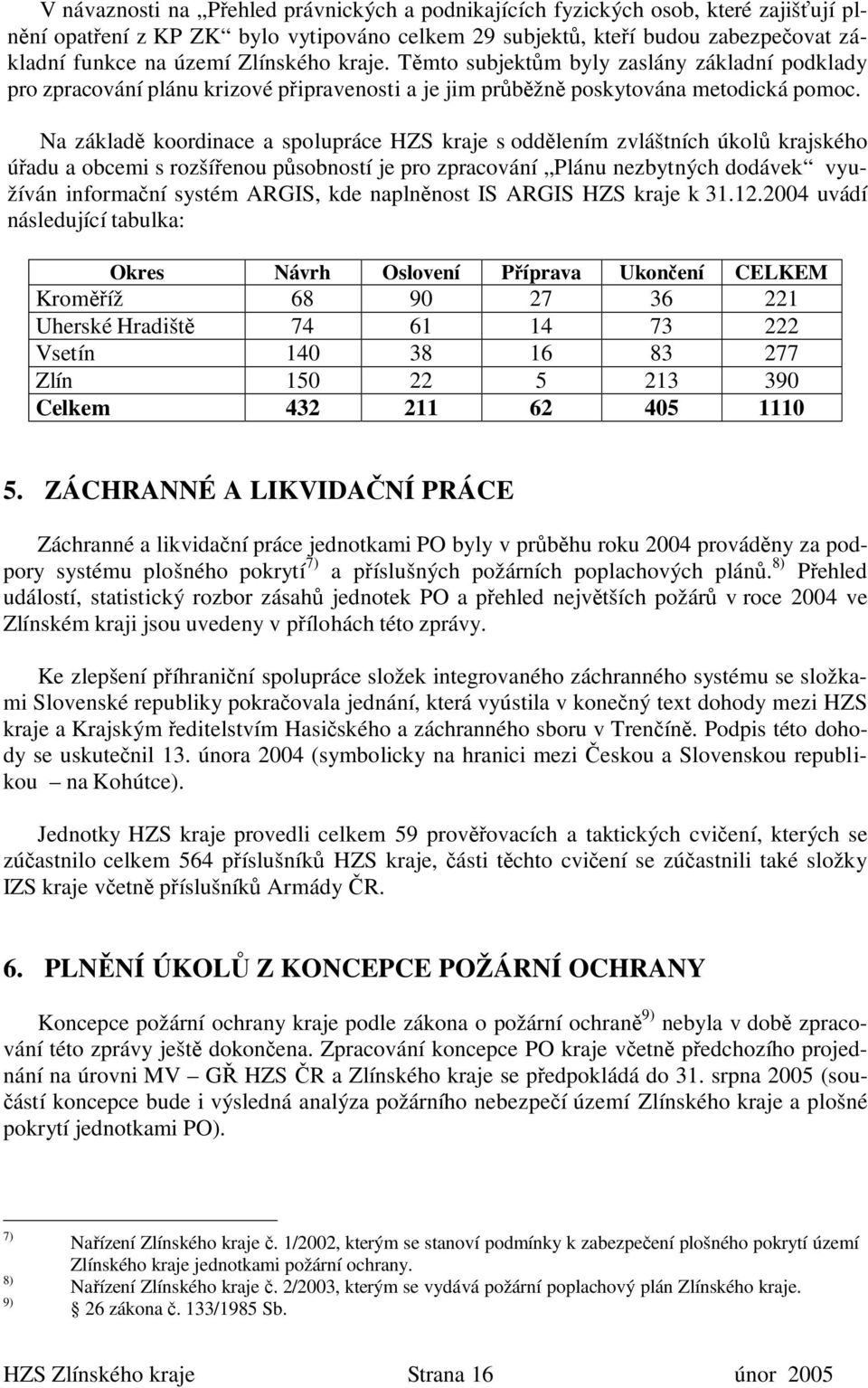 Na základě koordinace a spolupráce HZS kraje s oddělením zvláštních úkolů krajského úřadu a obcemi s rozšířenou působností je pro zpracování Plánu nezbytných dodávek využíván informační systém ARGIS,